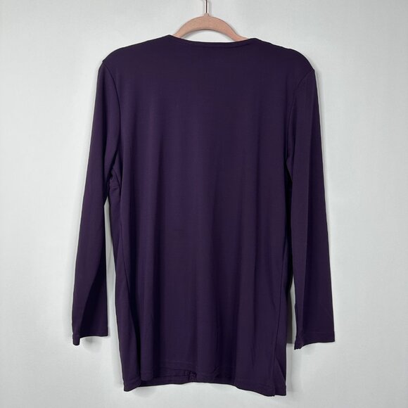 2/$24 Sag Harbor Integrated Shell Cardigan Top Eggplant Medium #A0344 TRB2 - Picture 4 of 6